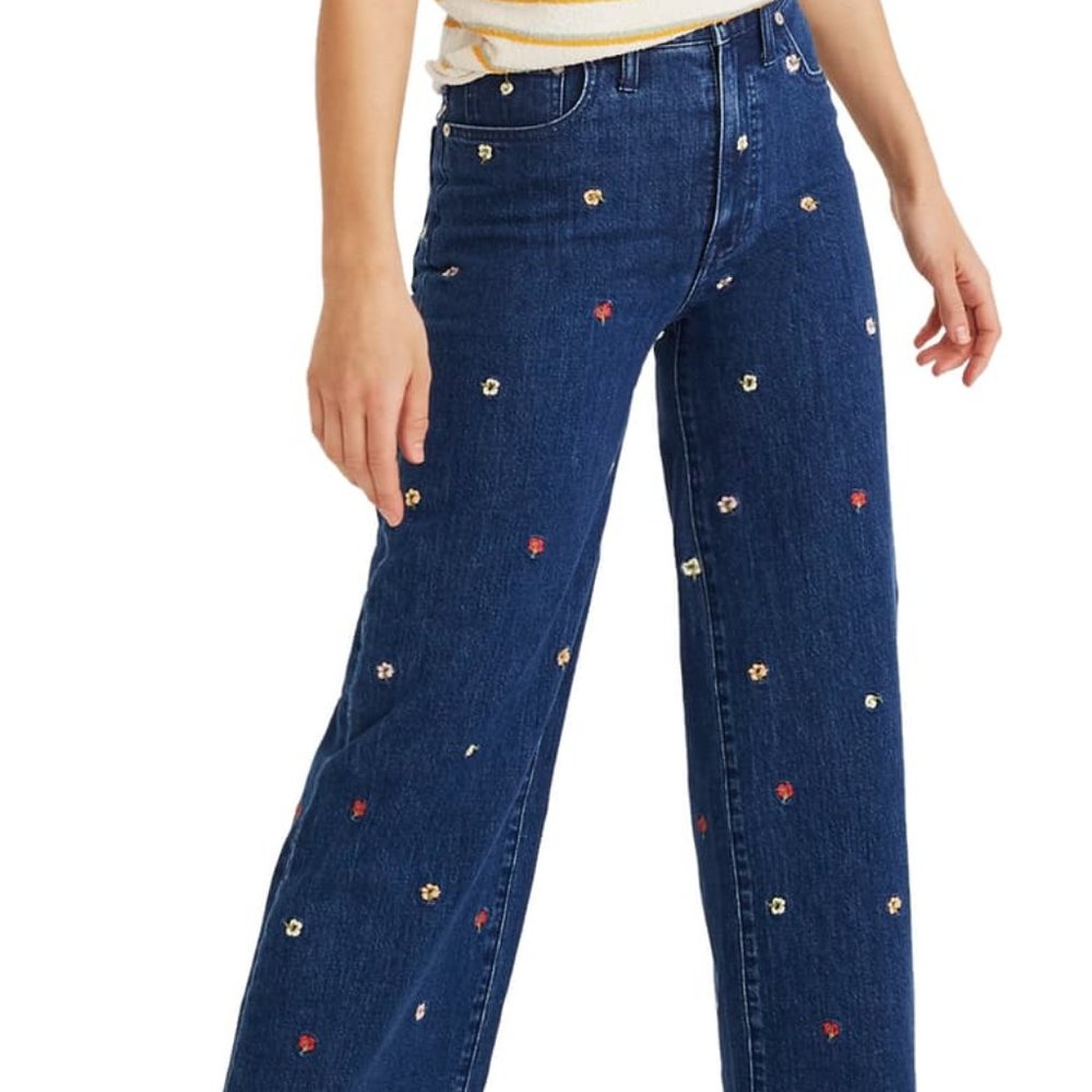 Madewell Confetti Floral Embroidered Crop Jeans